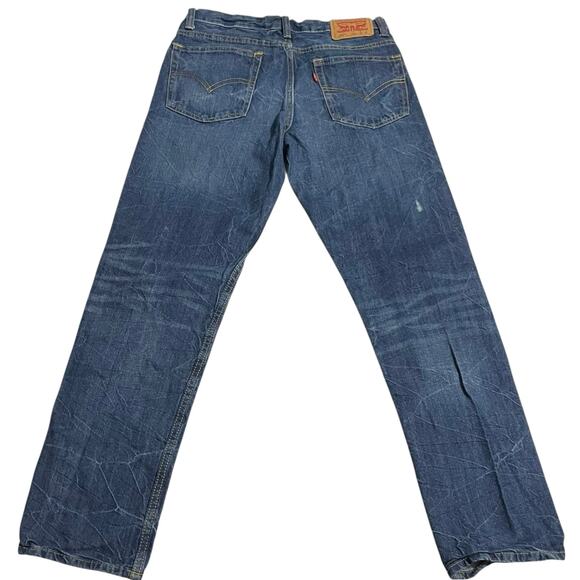 Levis 502 Jeans Youth Size 16 Big Boys Regular Fit Tapered Blue Denim Distressed - Picture 2 of 13